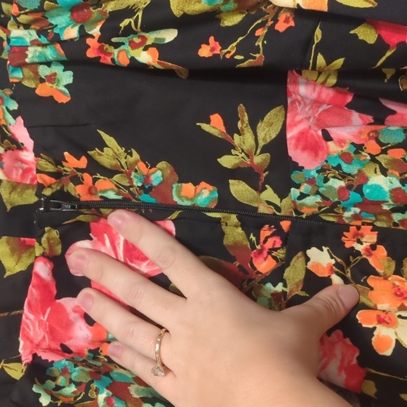 Ixia retro black pink floral spring fling fit and flare sleeveless mini dress - Picture 7 of 12